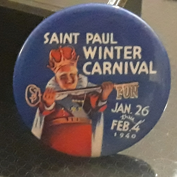 Vintage 1940 St Paul Winter Carnival King Boreas Pin - Small Blue Royal Pin - Picture 4 of 7